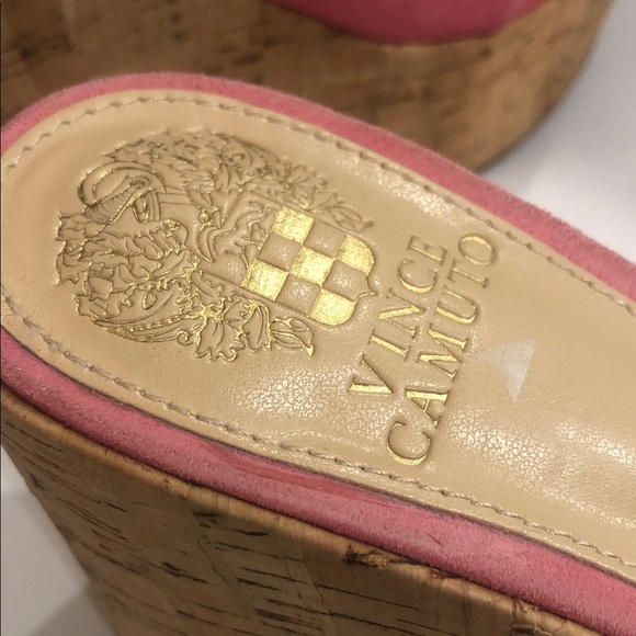 Vince Camuto Kessina Mule Soft Pink Suede Leather Cork Platform Wedge Sandal - Picture 9 of 9